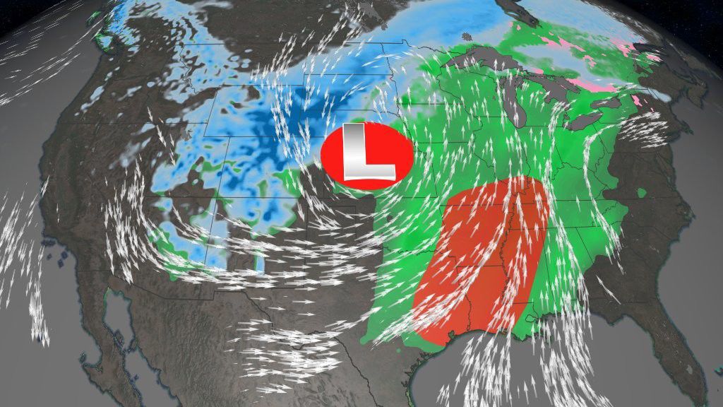 70 million are in the path of 'bomb cyclone' set to strike the central US, bringing snow, hail and rain